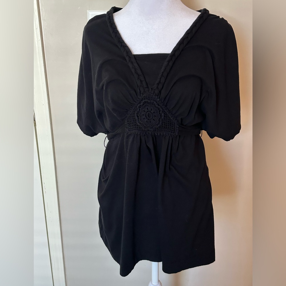Black Crochet Detail Women's Top